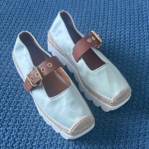 Marni LIGHT BLUE SATIN PETAL ESPADRILLAS